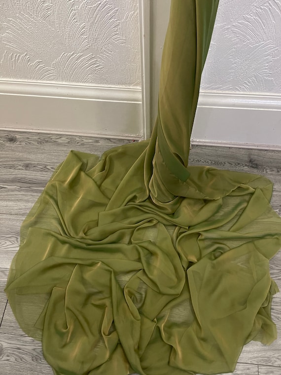 cationic chiffon dress 1m Olive Gold Two Tone Cationic Chiffon Dress Fabric 58