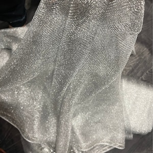 Silver Metallic Lurex Mesh Net Fabric Per Metre 58”