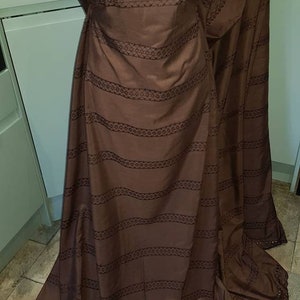 1M brown  scolloped Anglaise embriouded  fabric  dress decorating 58” wide