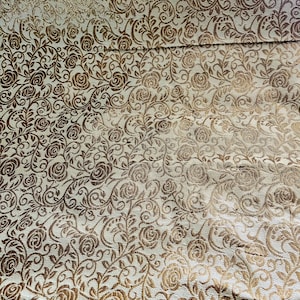1 m Gold Rose Floral Brocade Fabric - Banarsi Jacquard (50" Wide)