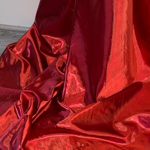 1m )Red  Metallic Shiny double sided Foil Lame Fancy Dress Craft Dance Fabric Material 58” wide