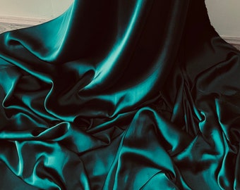 1m  charmeuse silky smooth satin  forest green color  dress fabric 58&quot; wide