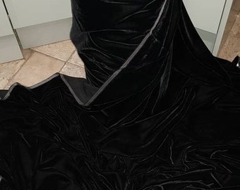 1,5 m de veludo triplo micro preto sem elasticidade 52”