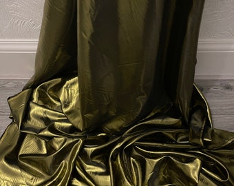 Tecido Lame Dourado Metálico, Folha Dupla Face Brilhante, 142 cm de Largura