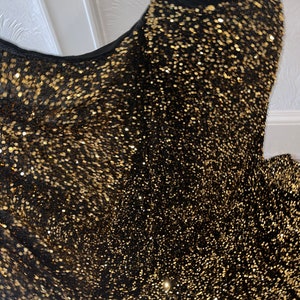 Black Velvet Sequin Fabric Gold Embroidery, 58&quot; Wide