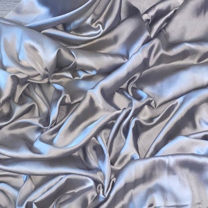 1m  charmeuse  smooth satin silver grey color  dress fabric 58&quot; wide