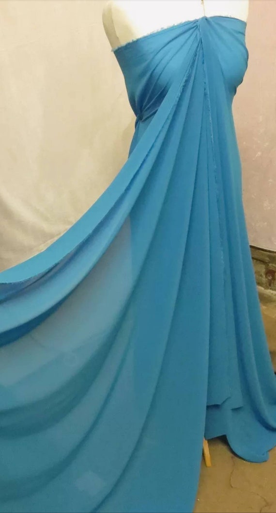 1m Kingfisher Crepe Georgette Chiffon Dress Fabric 58 - Etsy 1m Kingfisher Crepe Georgette Chiffon Dress Fabric 58 - Etsy