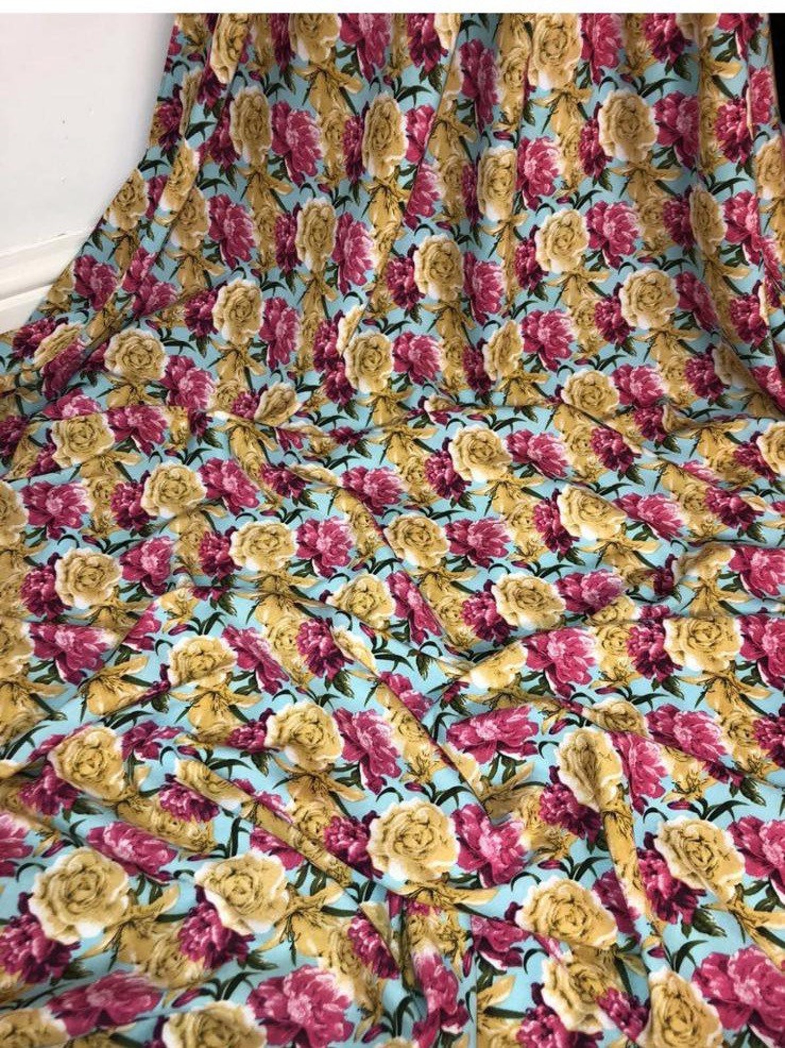 1m Multi Color Floral Viscose Dress Fabric 58 Wide - Etsy
