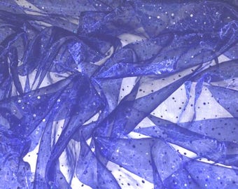 1m Sequin royal blue colour sheen organza fabric 58”wide