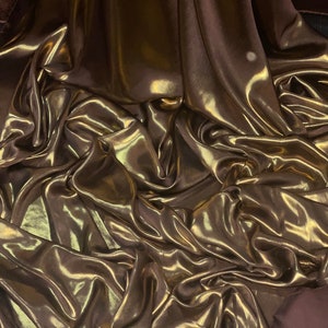 1m brown  gold shimmer  satin  dress fabric 58&quot; wide