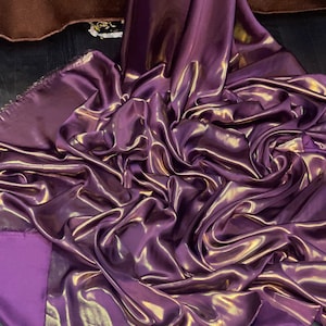 1m  purple gold shimmer  satin  dress fabric 58" wide