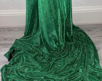 1m Lurex moonlight emerald green  glittery  fabric 58"
