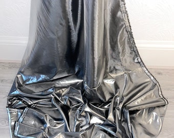 1m  silver / black Metallic Shiny double sided Foil Lame Fancy Dress Craft Dance Fabric Material y No 40” wide