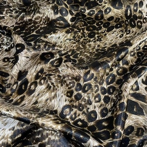 1m brown blsck colour leopard print  satin dress fabric 60” wide