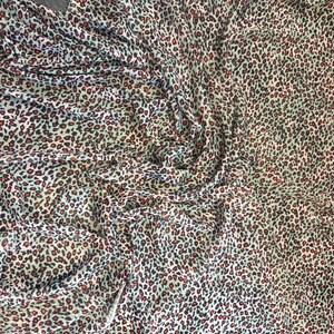 1m  multi coloured leopard  print chiffon dress fabric 58&quot; wide