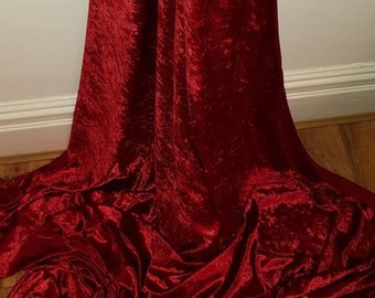 Tecido de veludo vermelho clarete dimond amassado de 1 m com 58” de largura