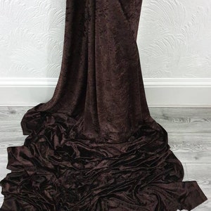 1m chocolate brown  dimond crush   velvet  fabric 58” wide