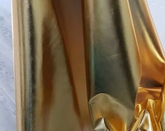 Tecido de lamê dourado metálico brilhante com 114 cm de largura, material para artesanato e dança