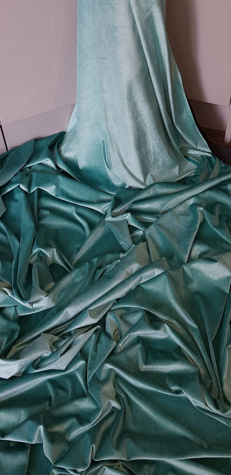 1m mint velour velvet fabric 58\u201d wide