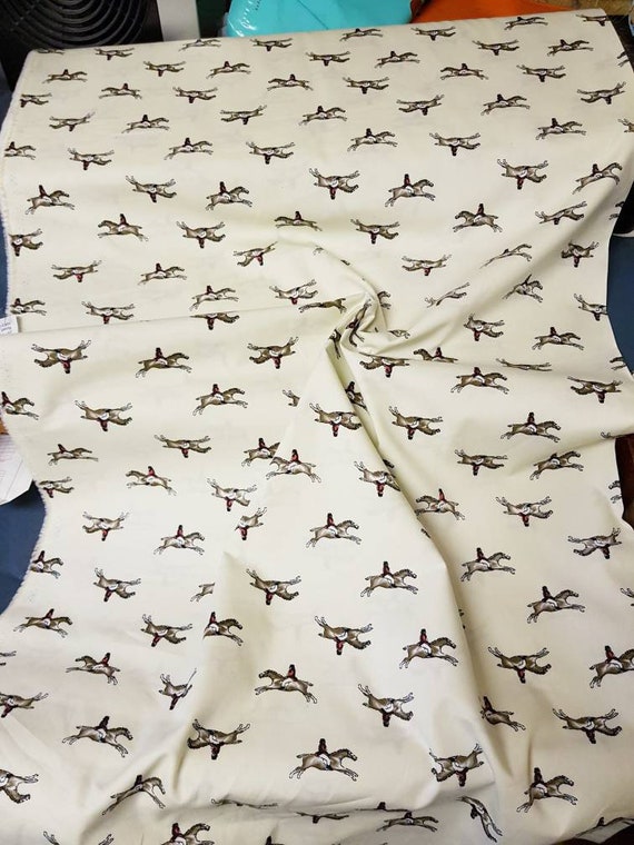 Sky Blue Horse Jockey 100/% Cotton Fabric 45/'/' PRICE PER METER