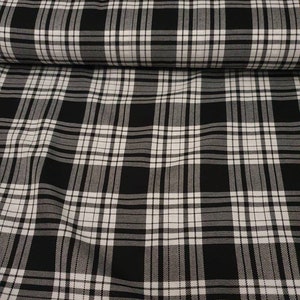 1M schwarz weiß Poly Viskose Tartan Anzug Kleid Stoff Handwerk 58 &quot;Breite