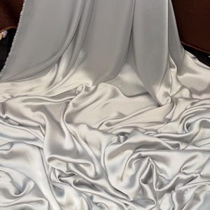 1m  charmeuse smooth satin Silver grey  colour  dress fabric 58&quot; wide