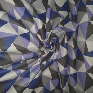 Purple Geometric Triangle Print Brushed Cotton Fabric -58” Wide