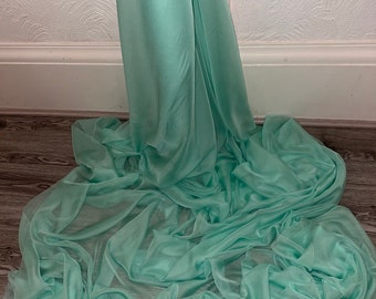 1m mint  two tone Sheer cationic chiffon dress fabric 58" wide