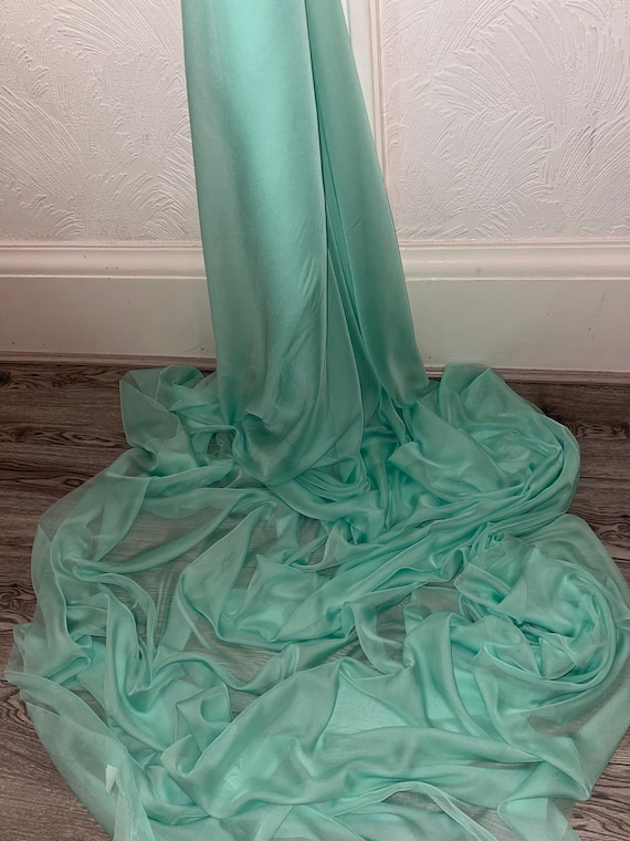 cationic chiffon dress 1m Mint Two Tone Sheer Cationic Chiffon Dress Fabric 58