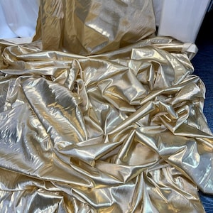 1m ) gold  Metallic Shiny Foil Lame Fancy Dress Craft Dance Fabric Material  58”wide
