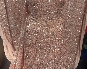 Peach Sequin Velvet Fabric Two-Way Stretch, 58" Wide1 m