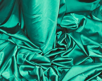 1m green  Charmeuse  Satin Fabric Bridal Dress  Draping 58”