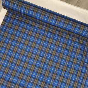 1M königsblau grauer Poly Viskose Tartan Anzug Kleid Stoff handwerk 158 cm breit