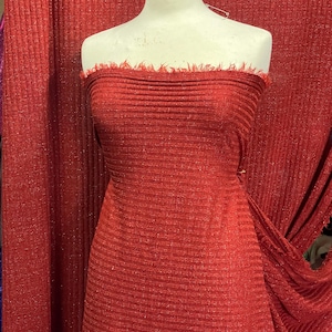 1m Burnt Orange Lurex Ribbed Jersey fabric 58”