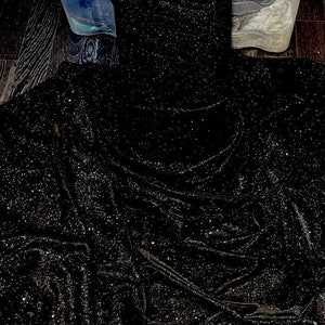 1m  black moonlight Lurex  glittery slight Stretch fabric 58"