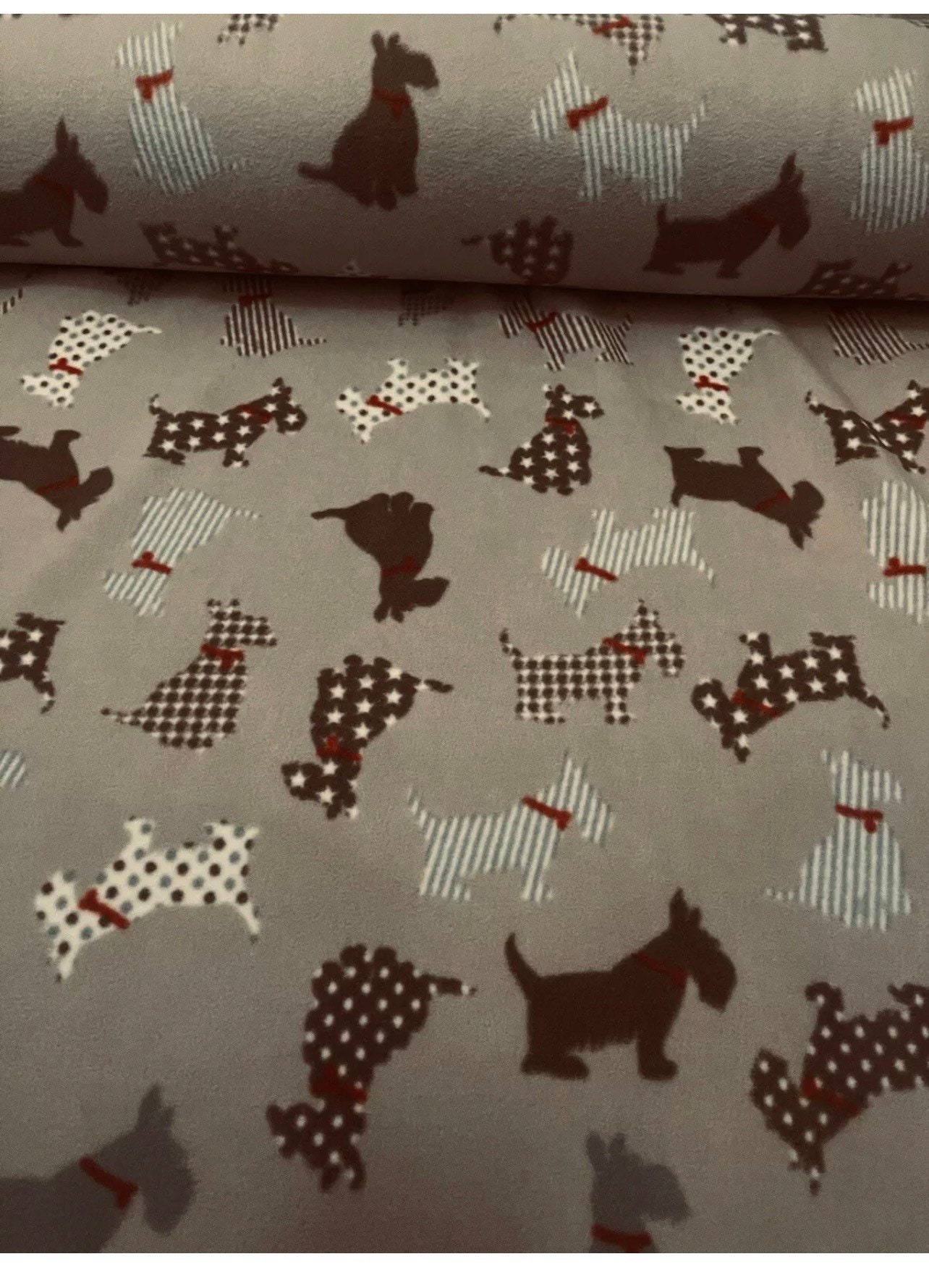 1m warm fleece dog print fabric beige multi colour 150cm Wide Etsy