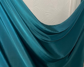 Tecido Crepe de Chine Turquesa em Poliéster Sedoso, 112 cm de Largura