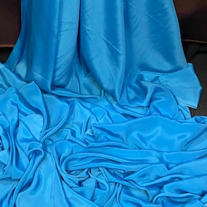 1m jewel blue  Crepe De Chine Fabric Plain Premium  44” Wide Dress