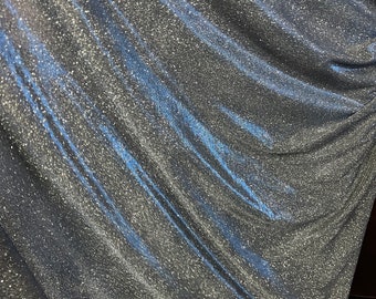 1m  two tone sliver royal blue sparkly moonlight fabric 58" wide