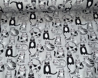 1m 100% cotton Brushed Cotton Winceyette Flannel Fabric cat  print 42”  wide