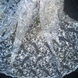 1m  white sequin bridal scalloped    fabric bridal fabric 58” wide
