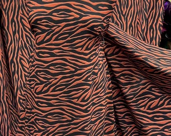 Vestido de crepe georgette bolha multicolorido com estampa de tigre de 1 m, tecido de 58" de largura