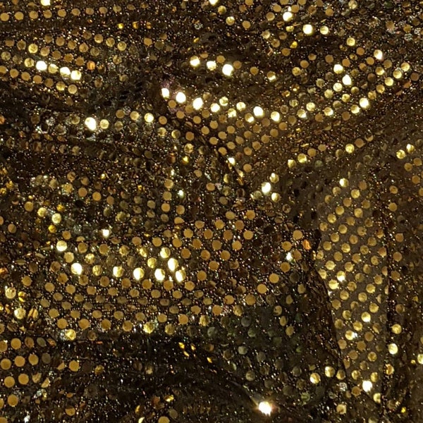 1M  gold black   color jersy tulle sequin  fabric 45 ” wide