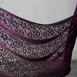 1m black pink floral print  burnout chiffon dress fabric 45&quot; wide