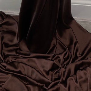 1m charmeuse  smooth satin brown colour  dress fabric 58&quot; wide