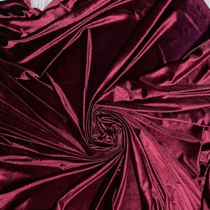1m wine red  velour velvet  spandex fabric 58” wide