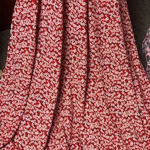 1m  red ditsy  color  floral  viscose dress fabric 58" wide