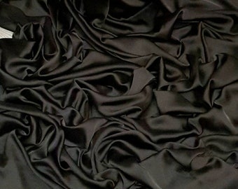 1m charmeuse silky smooth satin black color  dress fabric 58" wide