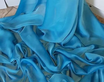 Vestido de chiffon azul turquesa catiônico de 1m com 58" de largura