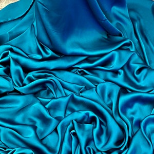 1m  charmeuse silky smooth satin  teal color  dress fabric 58&quot; wide